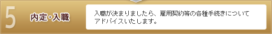 【5.内定・入職】入職が決まりましたら、雇用契約等の各種手続きについてアドバイスいたします。